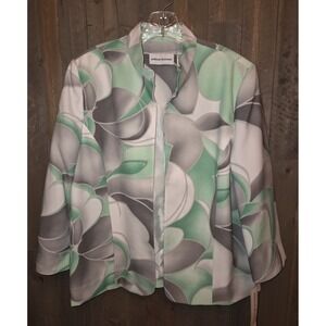 ALFRED DUNNER Women's 12 Floral Print Blazer Jacket Green Gray White NEW NWT
